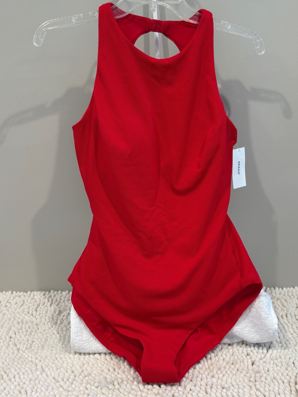 NWT SPANX Shaping High-Neck One-Piece Swimsuit Red Large